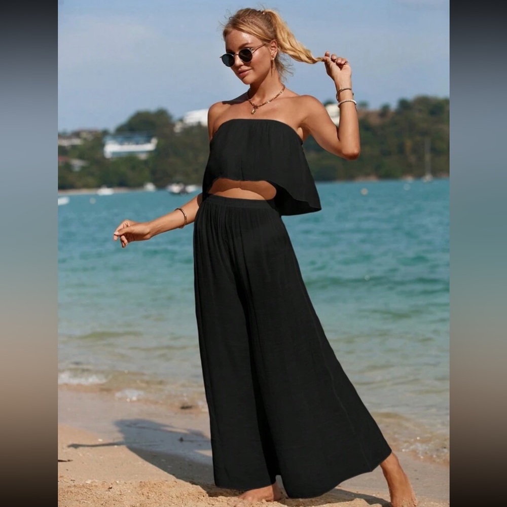 SHEIN Swim Vcay Summer Cover Up 2 Piece Strapless Set